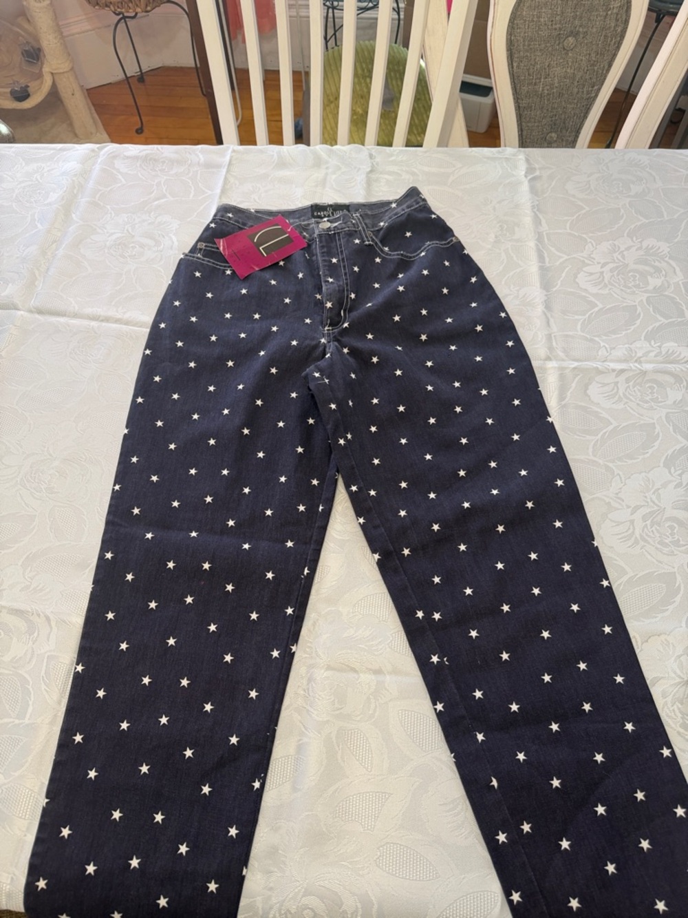 Carole Little High-Rise Dark Blue Star Print Jeans